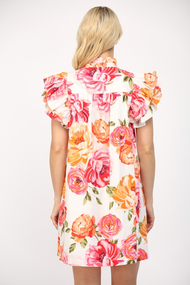 Cameron Ruffle Sleeve Mini Dress