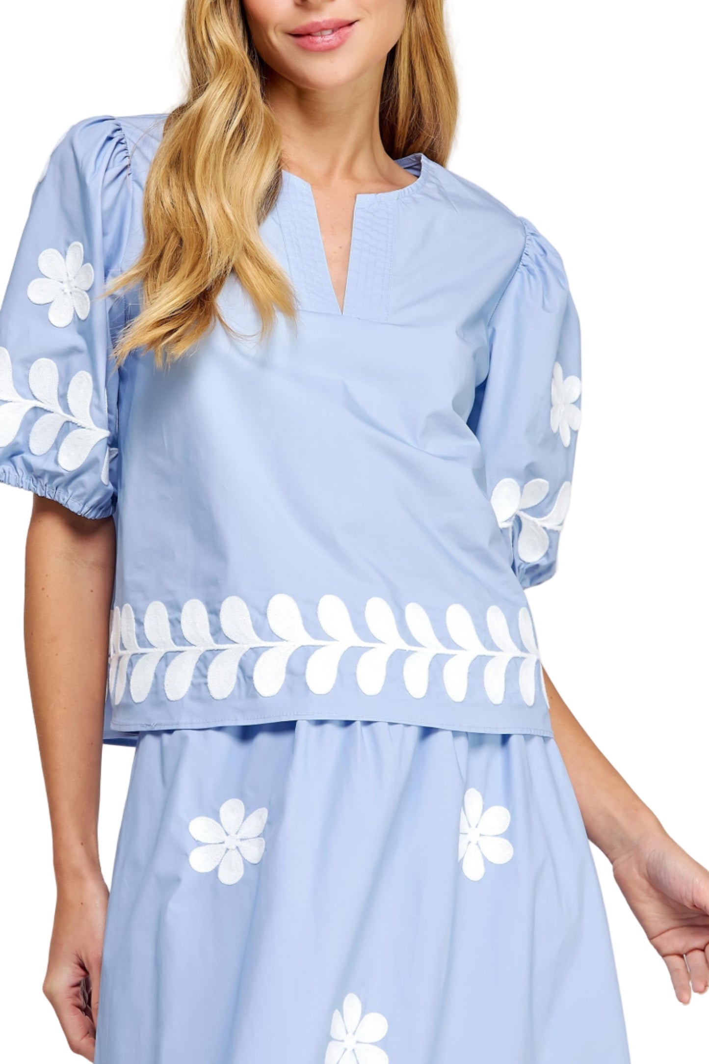 Susie Flower Embroidery Cotton Top