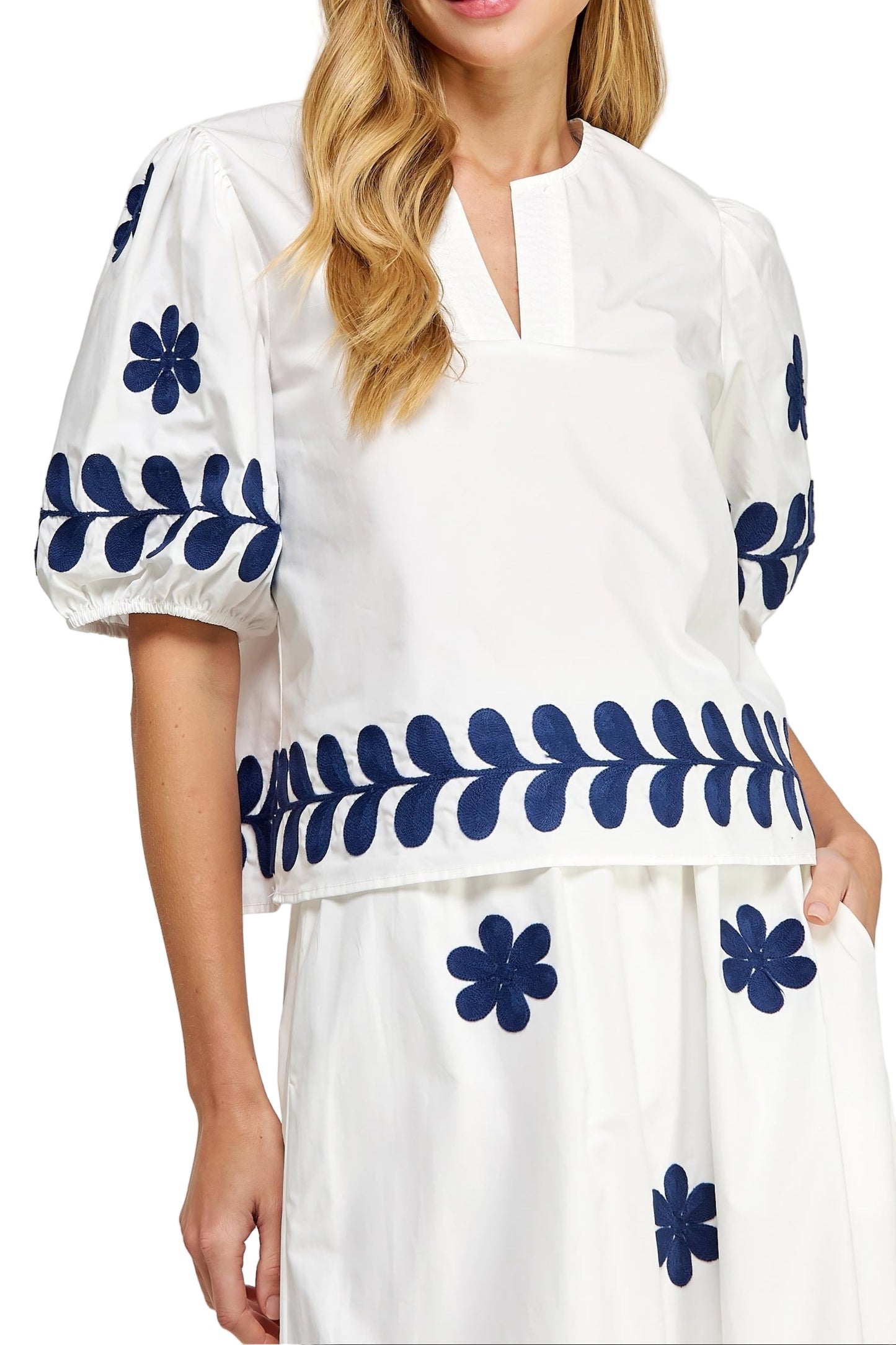Susie Flower Embroidery Cotton Top