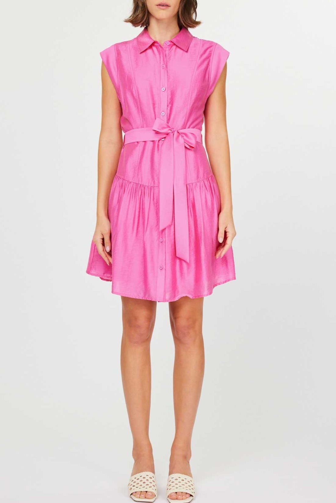 Addison Cap Sleeve Collar Dress With Belt