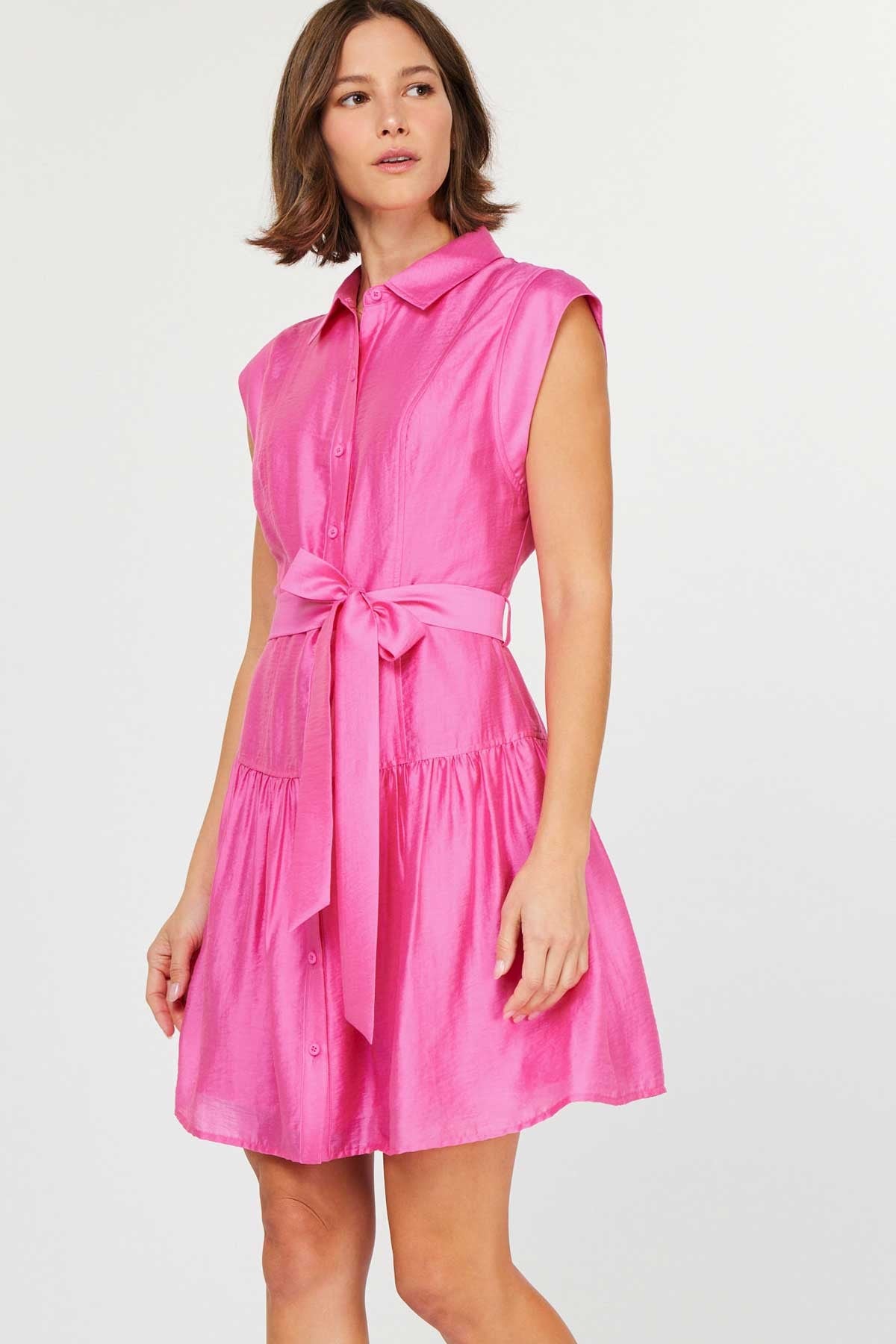 Addison Cap Sleeve Collar Dress With Belt