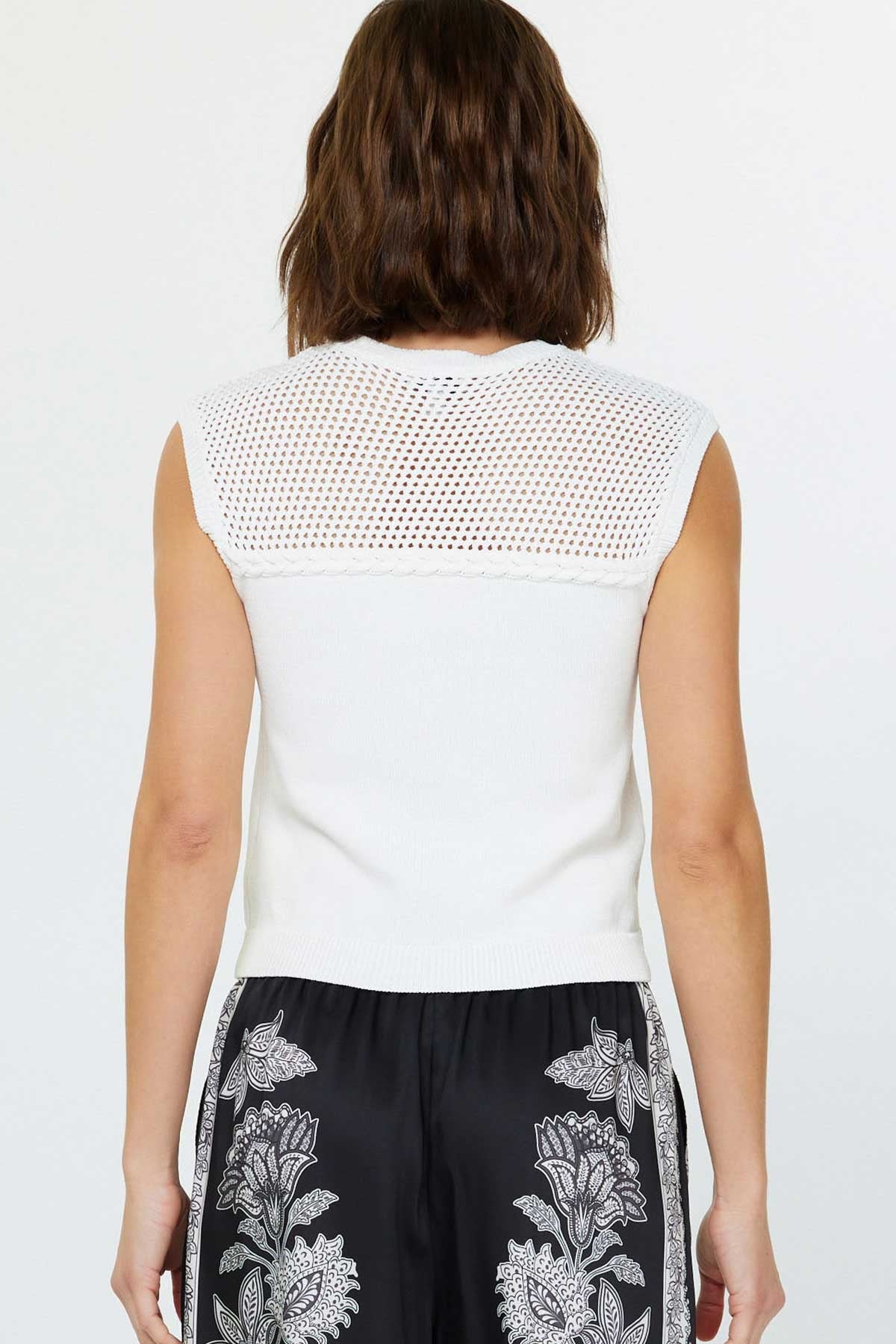Meghan Mesh Detail Sweater Tank Top