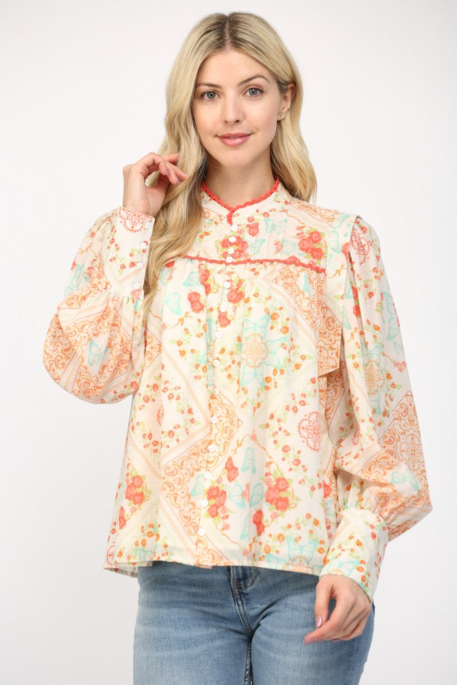 Emerson Lace Trimmed Blouse
