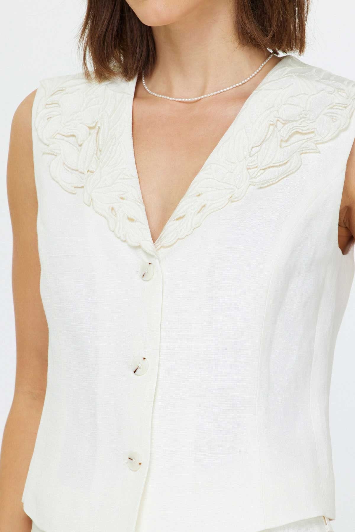 Barton Embroidered Button Down Vest