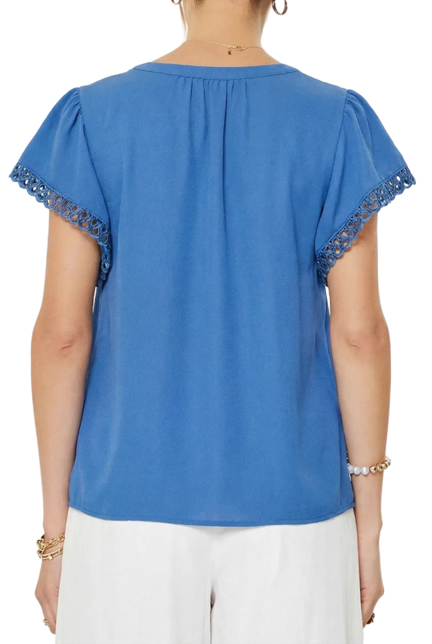 Madolyn Crochet Detail Short Sleeve Top