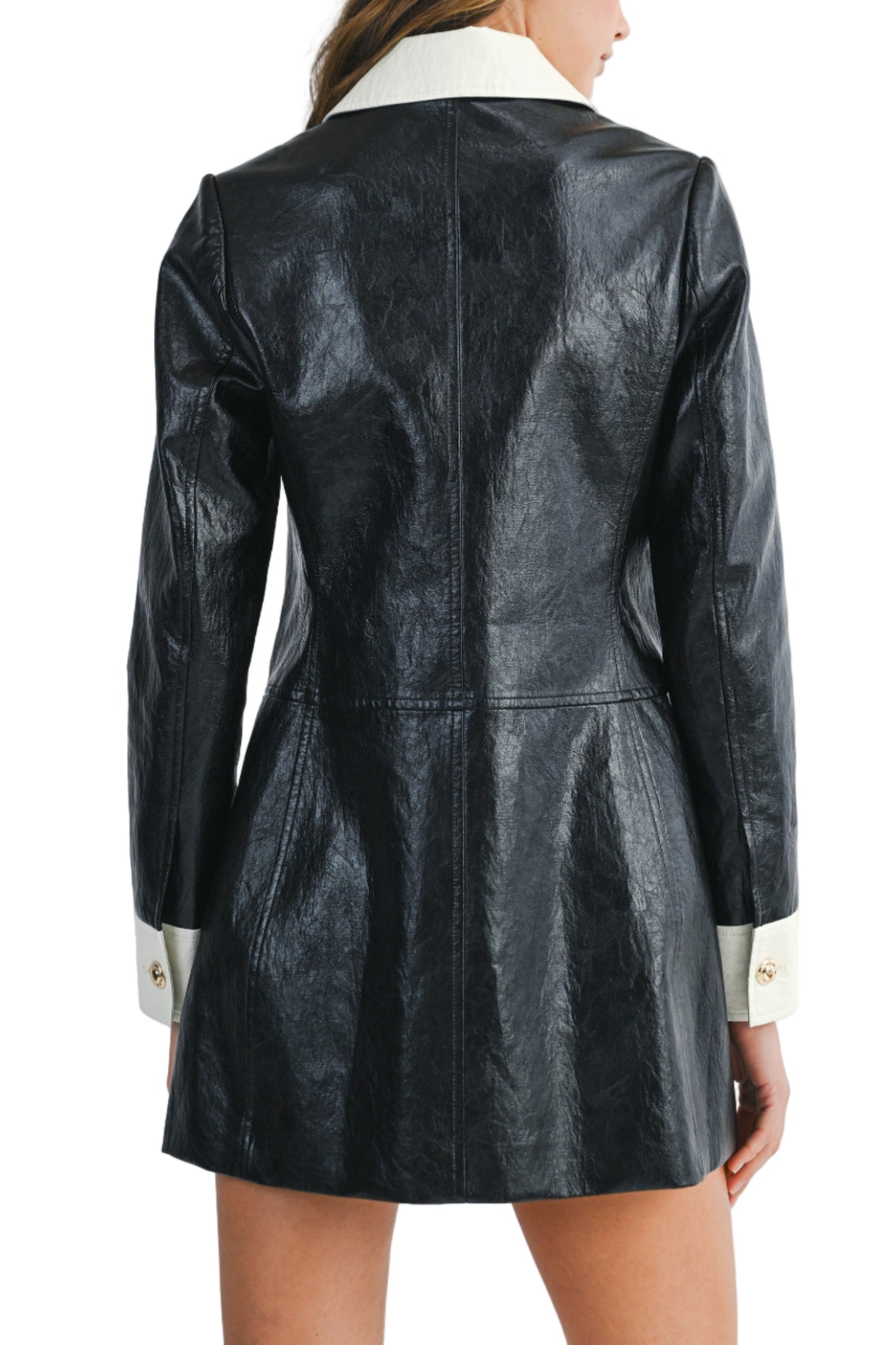 Caydence Leather Long Sleeve Jacket Dress
