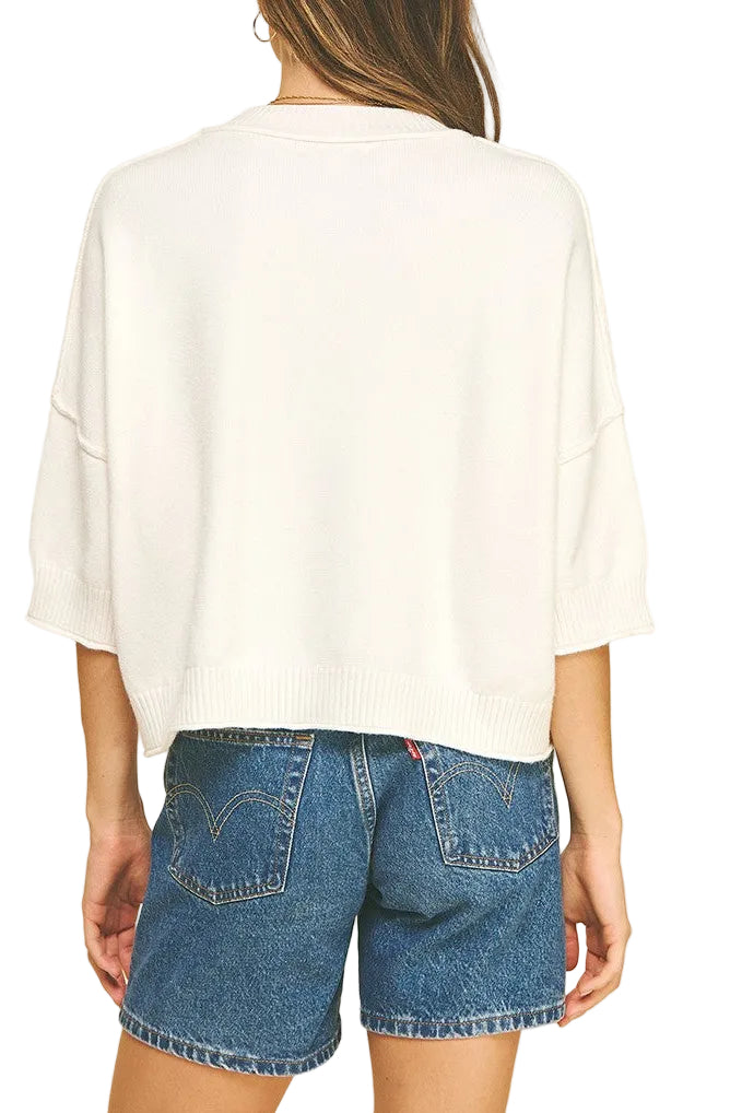 Millie Short Sleeve Sweater In White