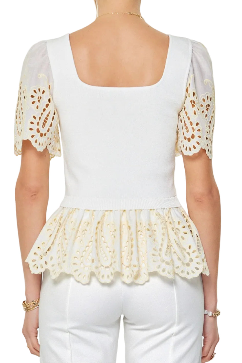 Jessie Embroidered Woven Sweater Top