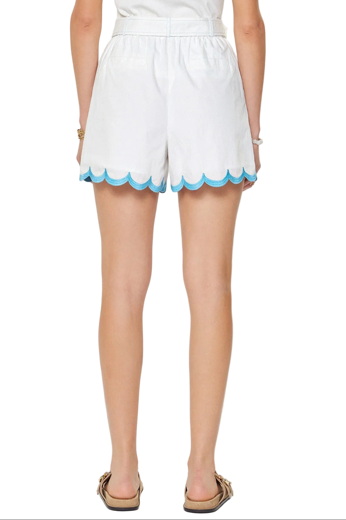 Walker Scalloped Hem Belted Shorts