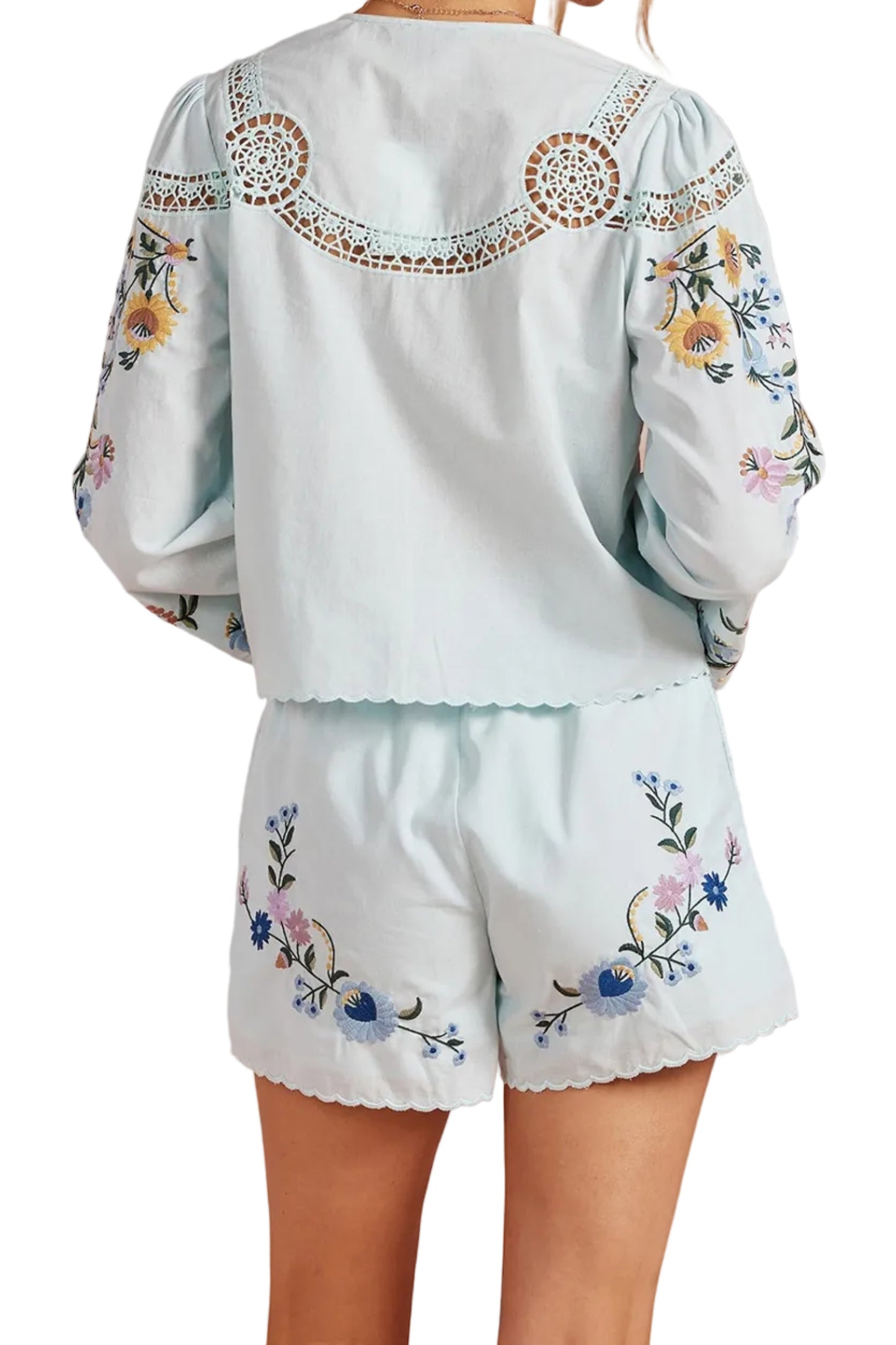 Cleo Floral Long Sleeve and Mini Shorts Set