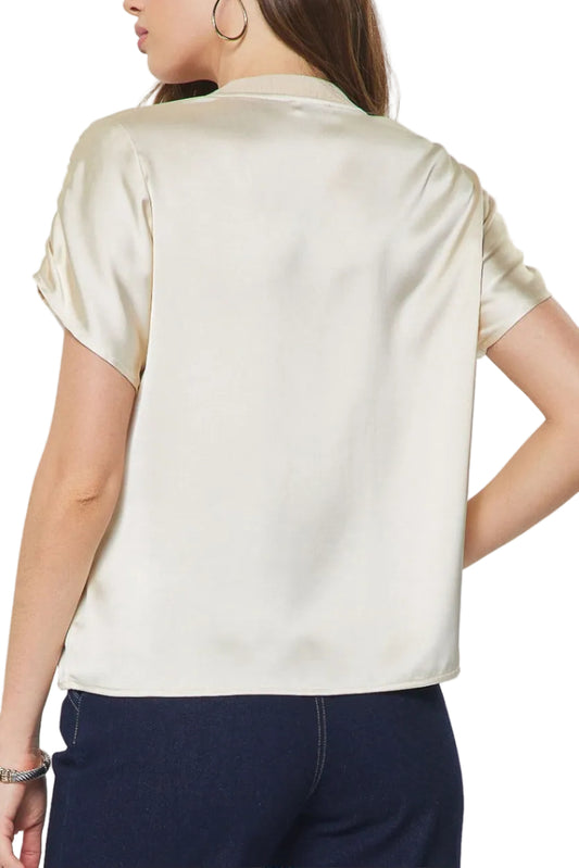 Blair Satin Top In Ecru