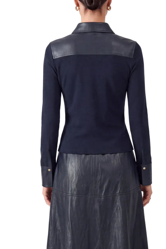 Railey Ribbed Long Sleeve Top In Navy