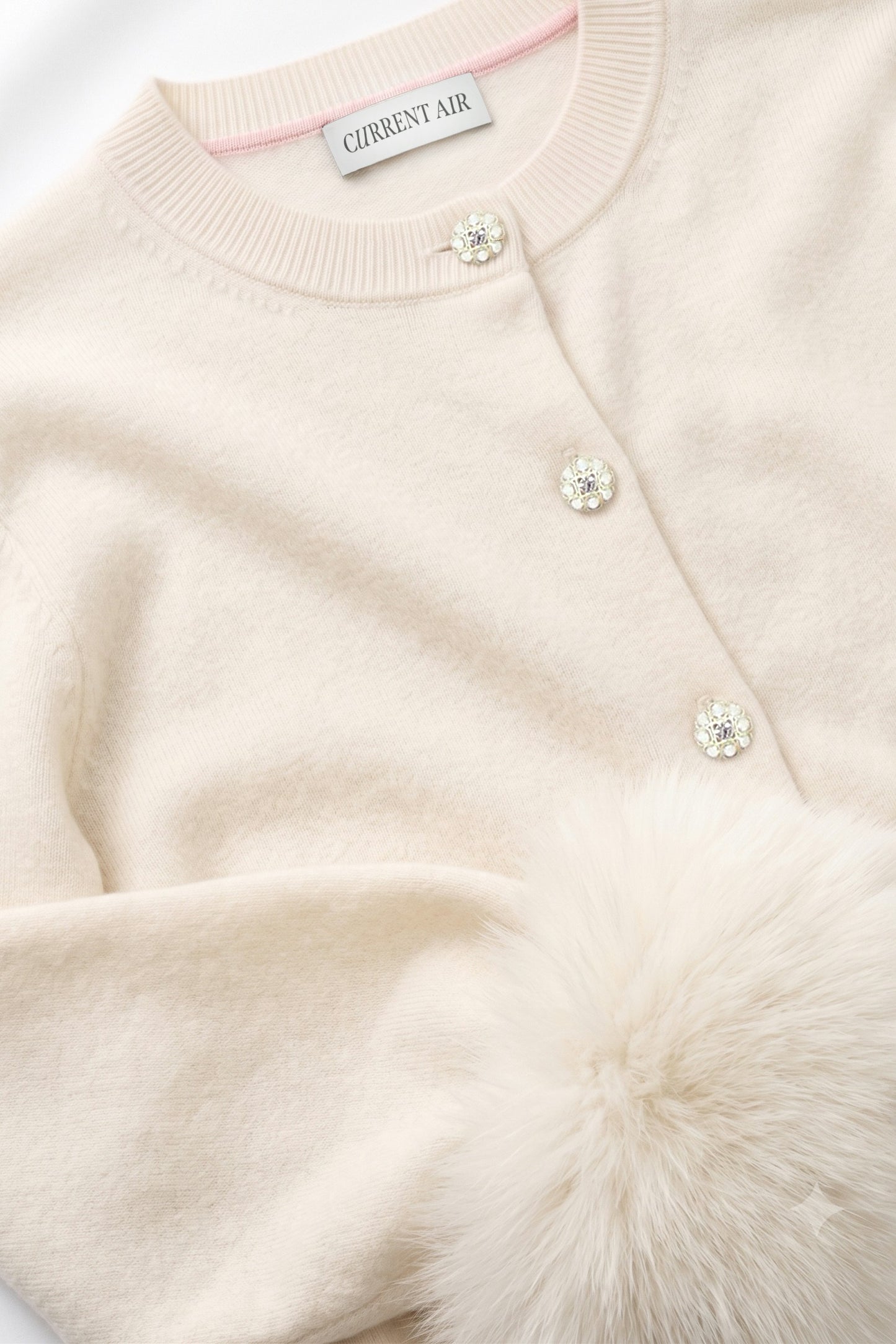 Parker Fur Sleeve Cardigan In Ivory