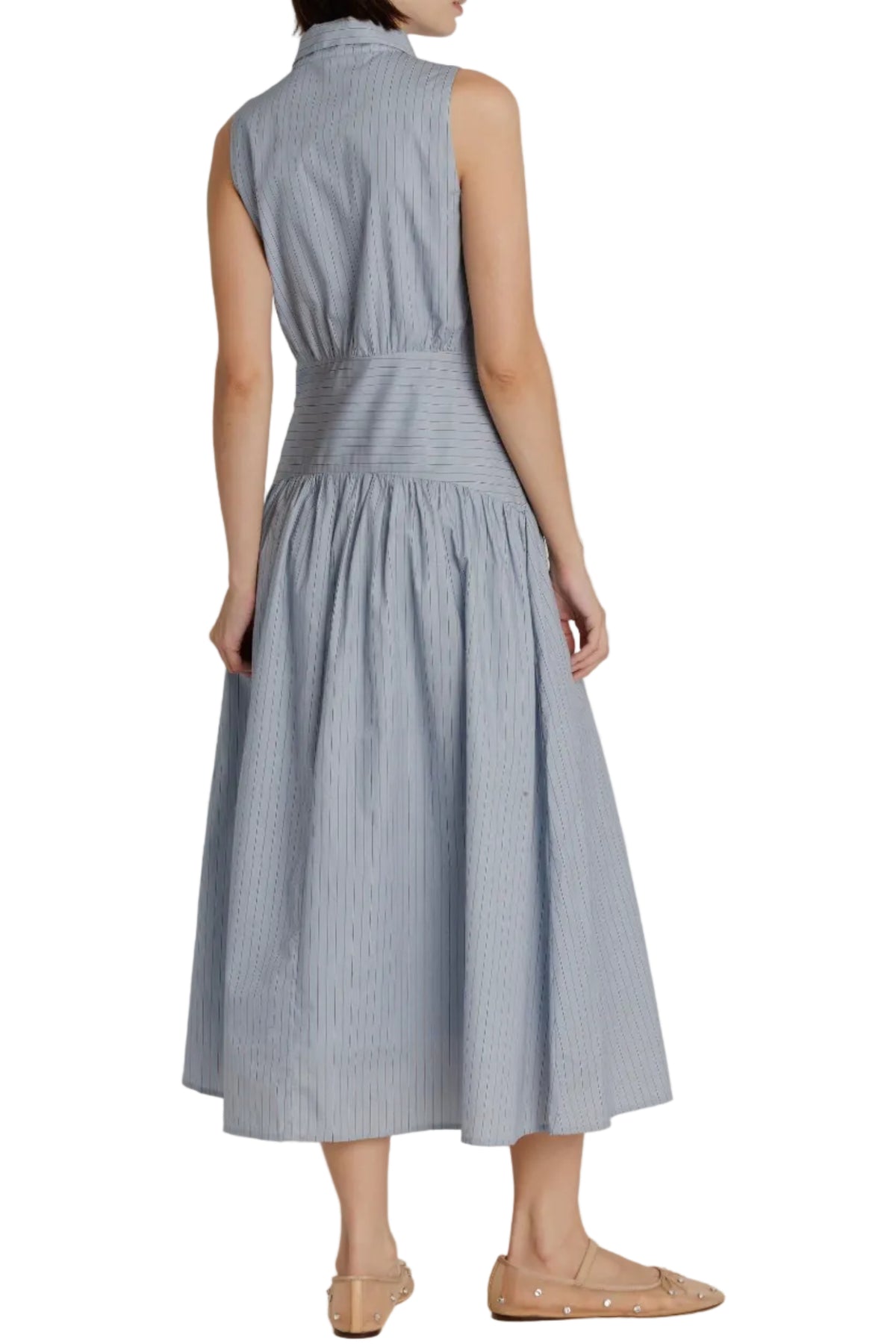 Lindsey Striped Curved Yoke Midi Dress