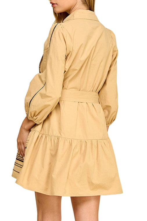 Ava Long Sleeve Detailed Mini Dress