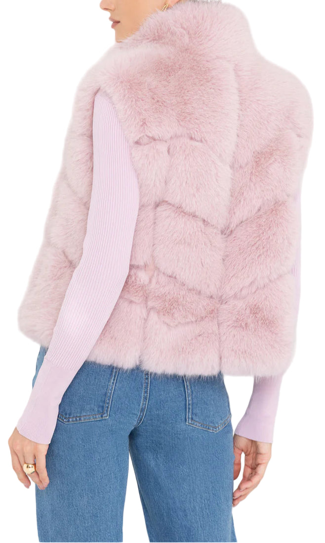 Rosario Faux Fur Vest In Ballet Slipper