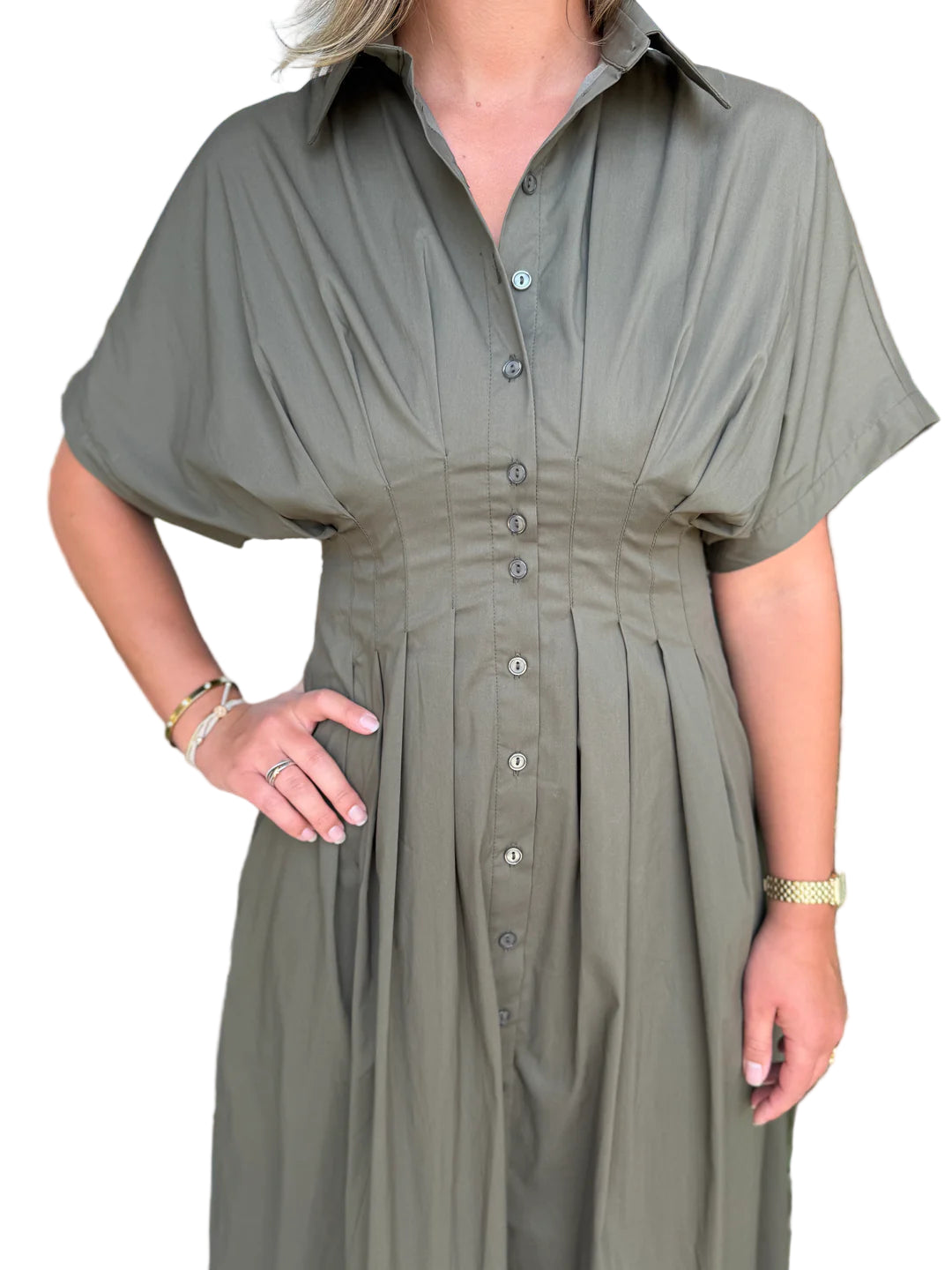 Remi Flared Sleeve Pleated Maxi Dress