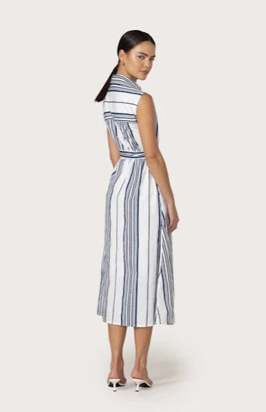 LUSANA Chloe Belted Poplin Maxi Dress