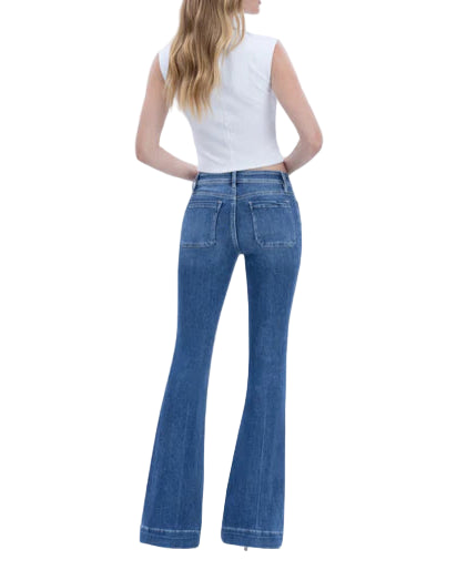 Vervet Mid Rise Flare with Hem Details