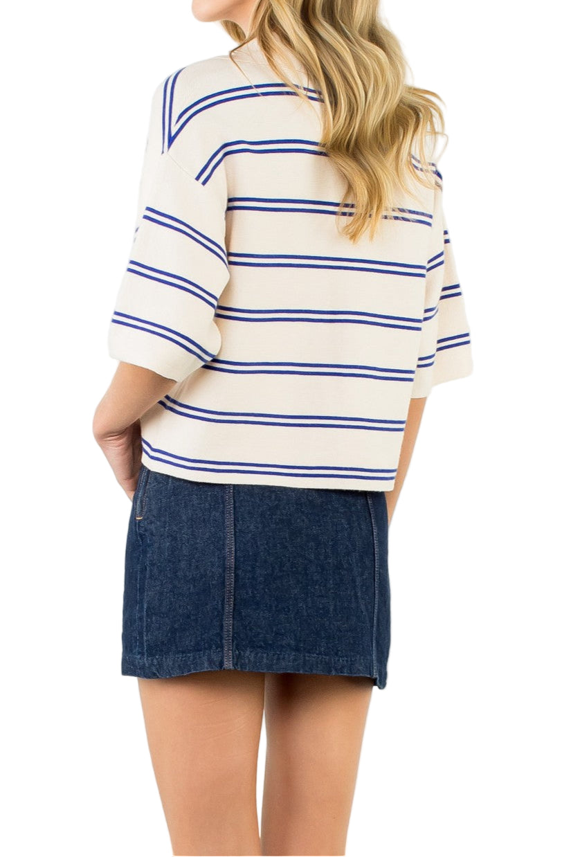 Sophia Short Sleeve Striped Knit Top