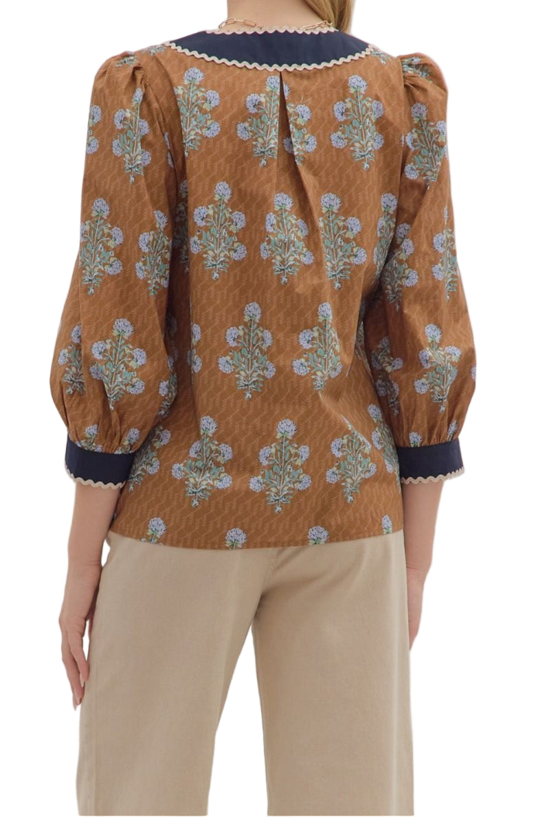 Rainey Puff Sleeve with Scallop Detailing Top
