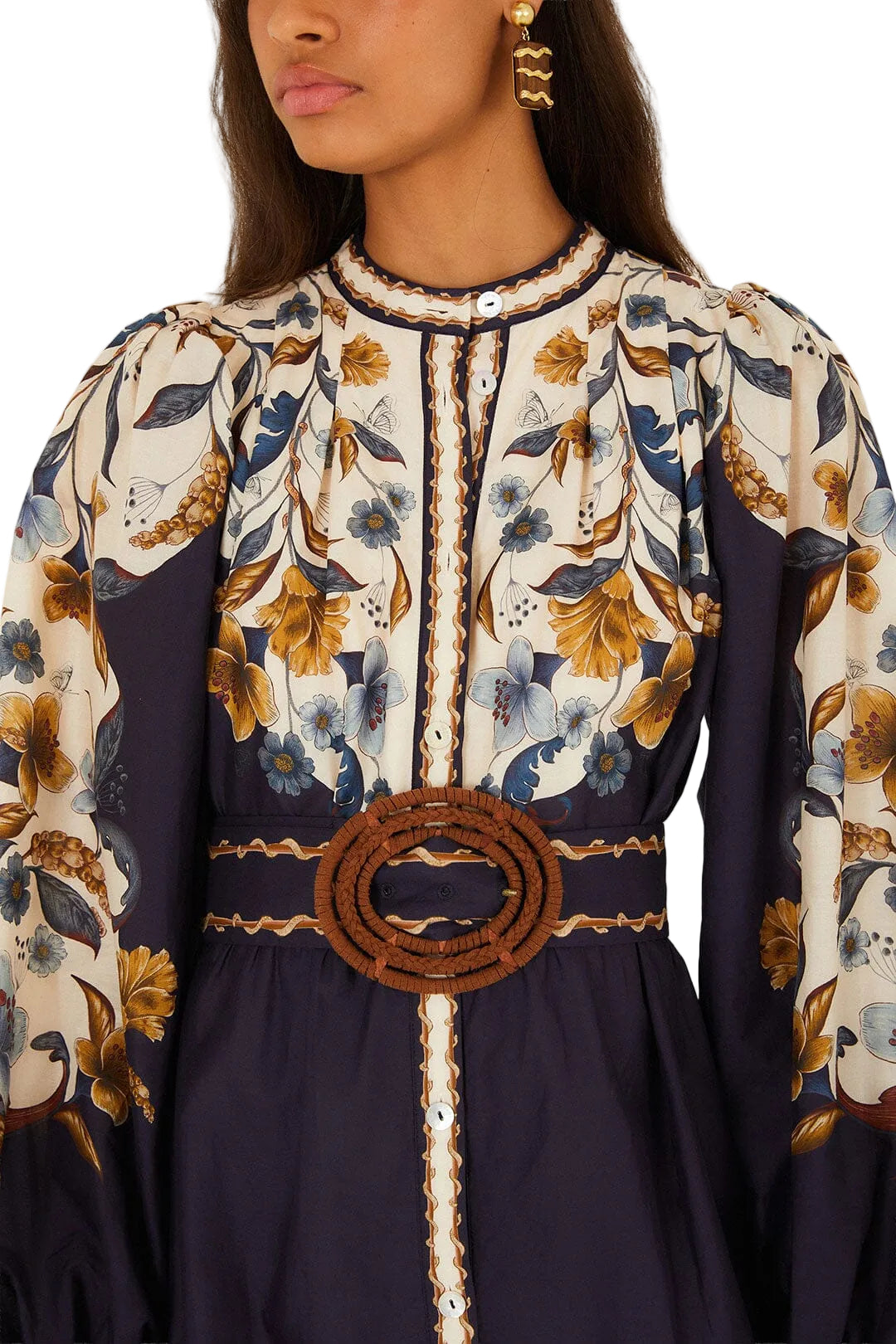 Farm Rio Golden Nature Mini Dress