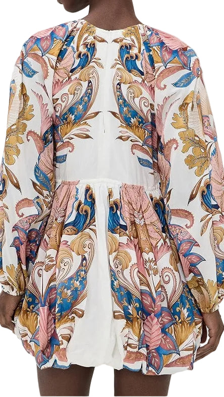 Farm Rio Off-White Sea Garden Puff Sleeve Bubble Mini Dress