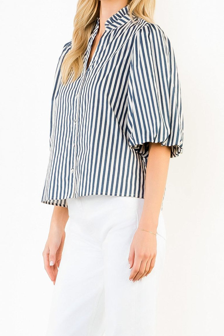 Mary Stripe Button Down Top