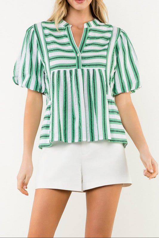 Mia Puff Sleeve Striped Top