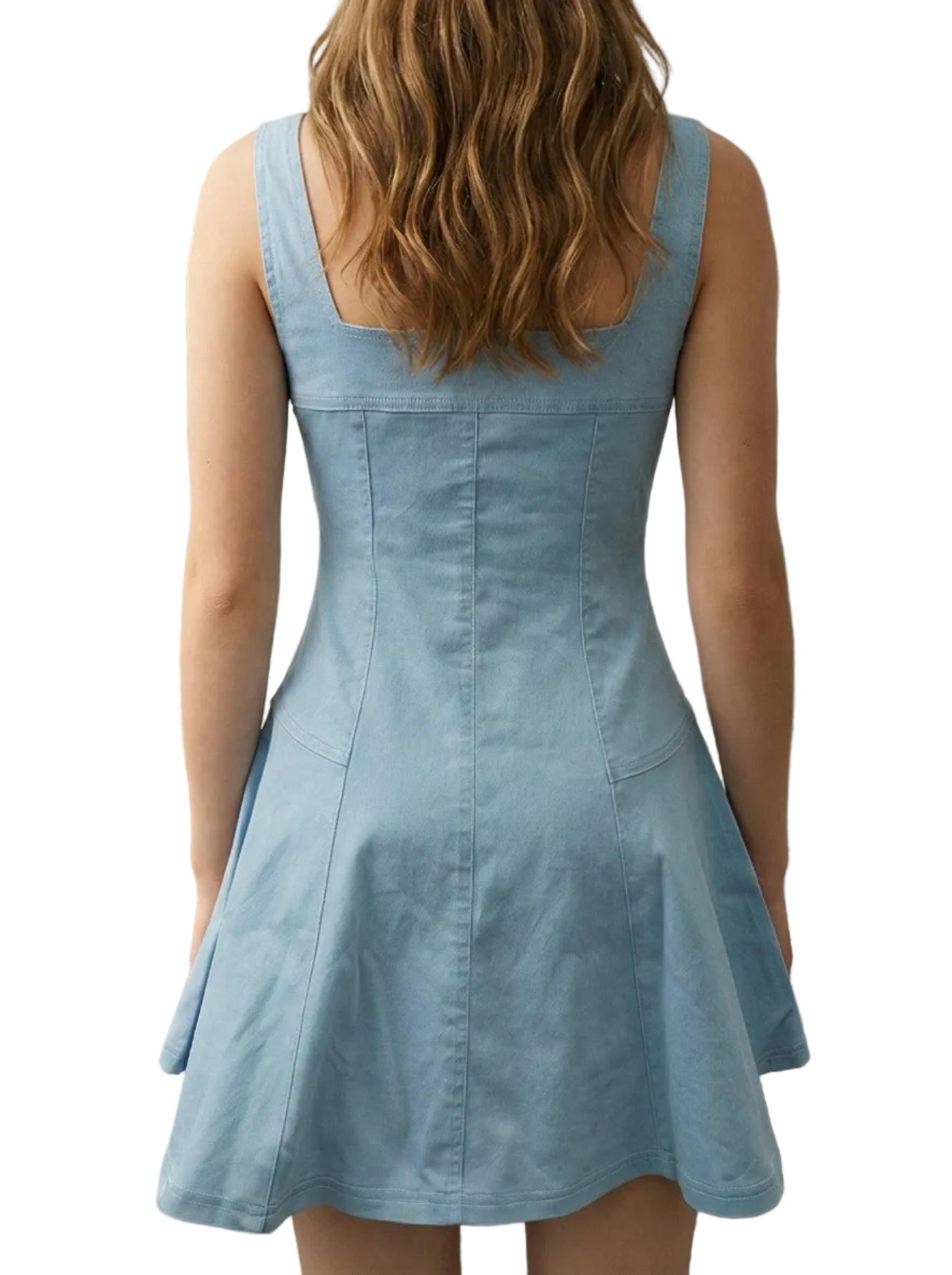 Rita Square Neck Zip-front Fit & Flare Mini Dress