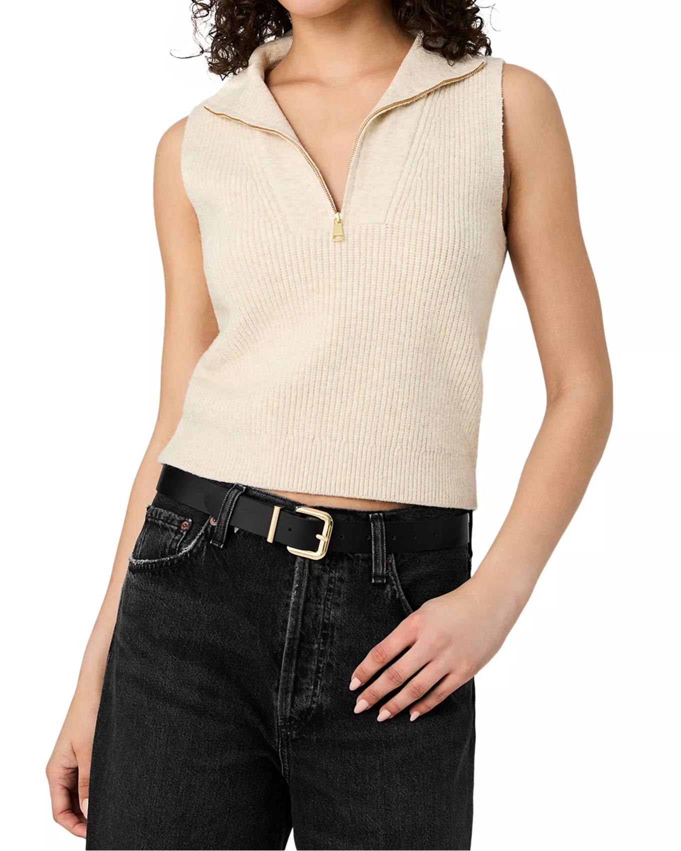French Connection Marley Knit Half Zip Vest