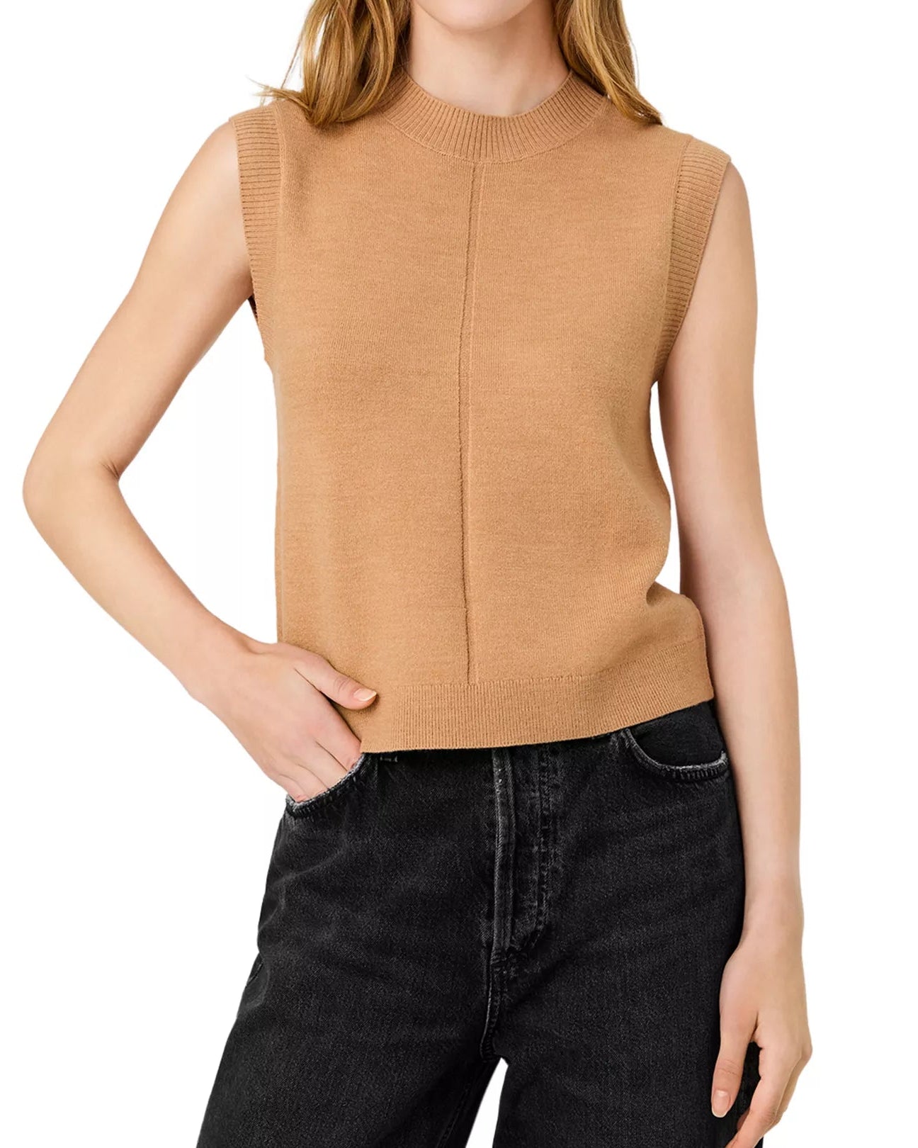 French Connection Babysoft Vertical Tick Crewneck Top