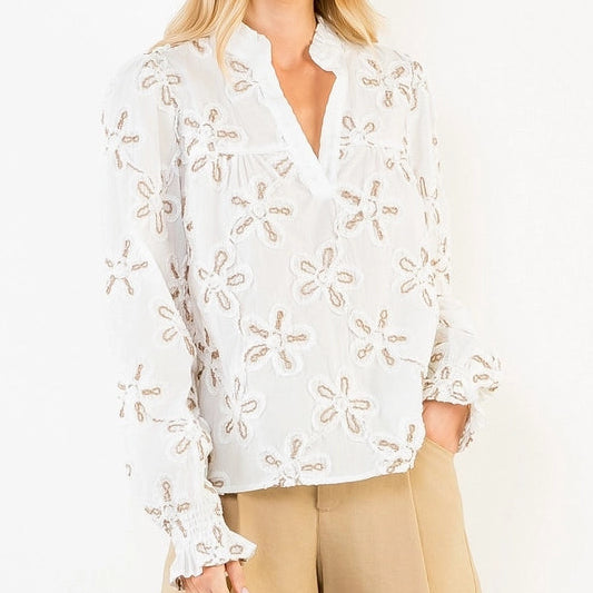 Ashton Embroidered Long Sleeve Top