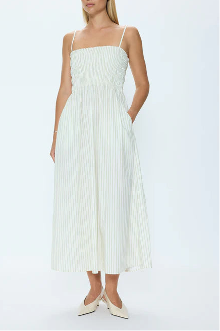 Bianca Shirred Bodice Dress In Sage