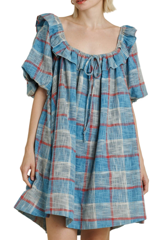 Daisy Plaid Weave Mini Dress