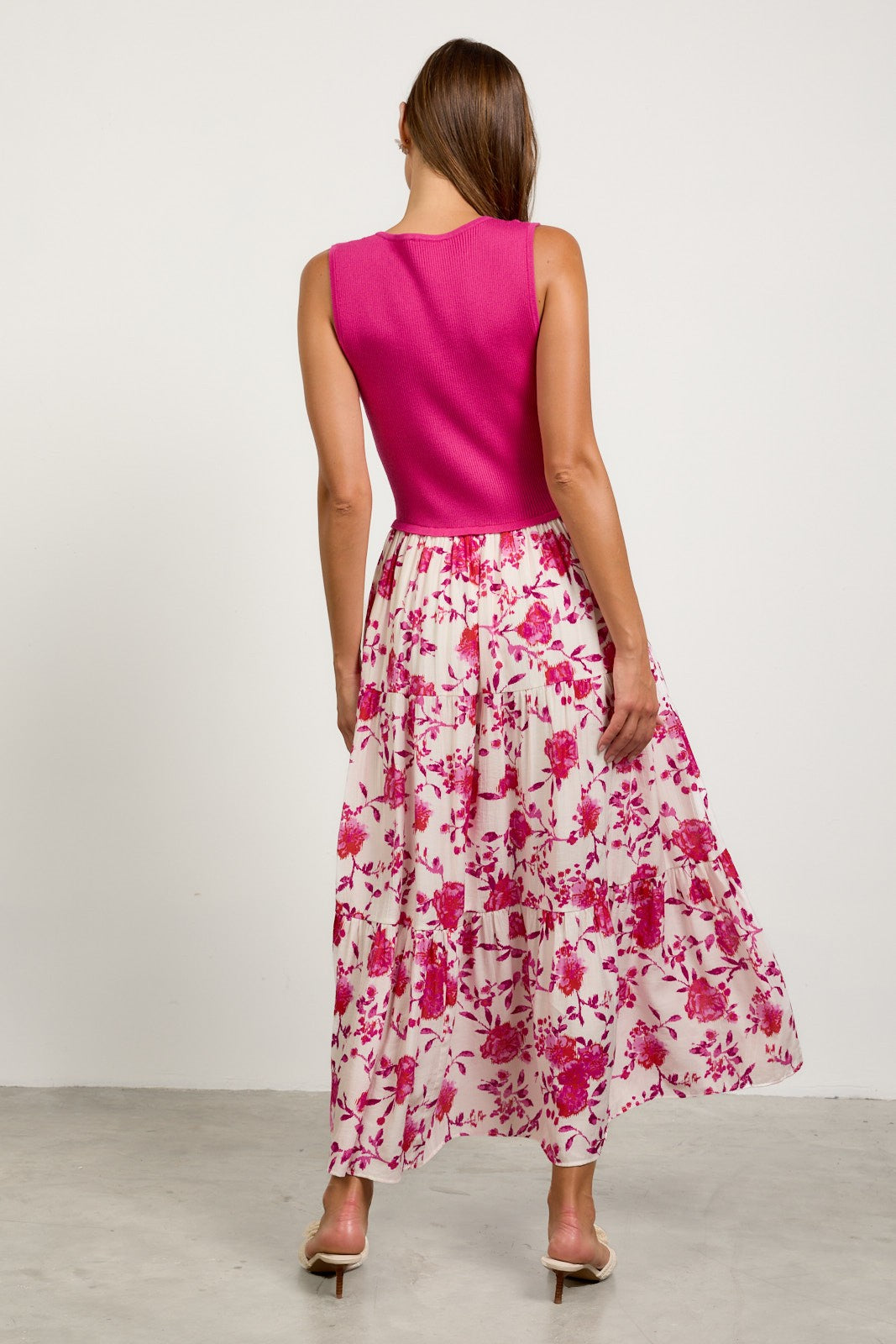 Mara Floral Mixed Media Maxi Dress