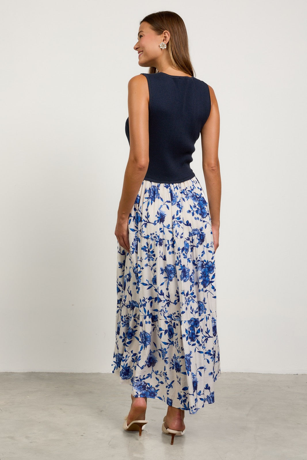 Mara Floral Mixed Media Maxi Dress