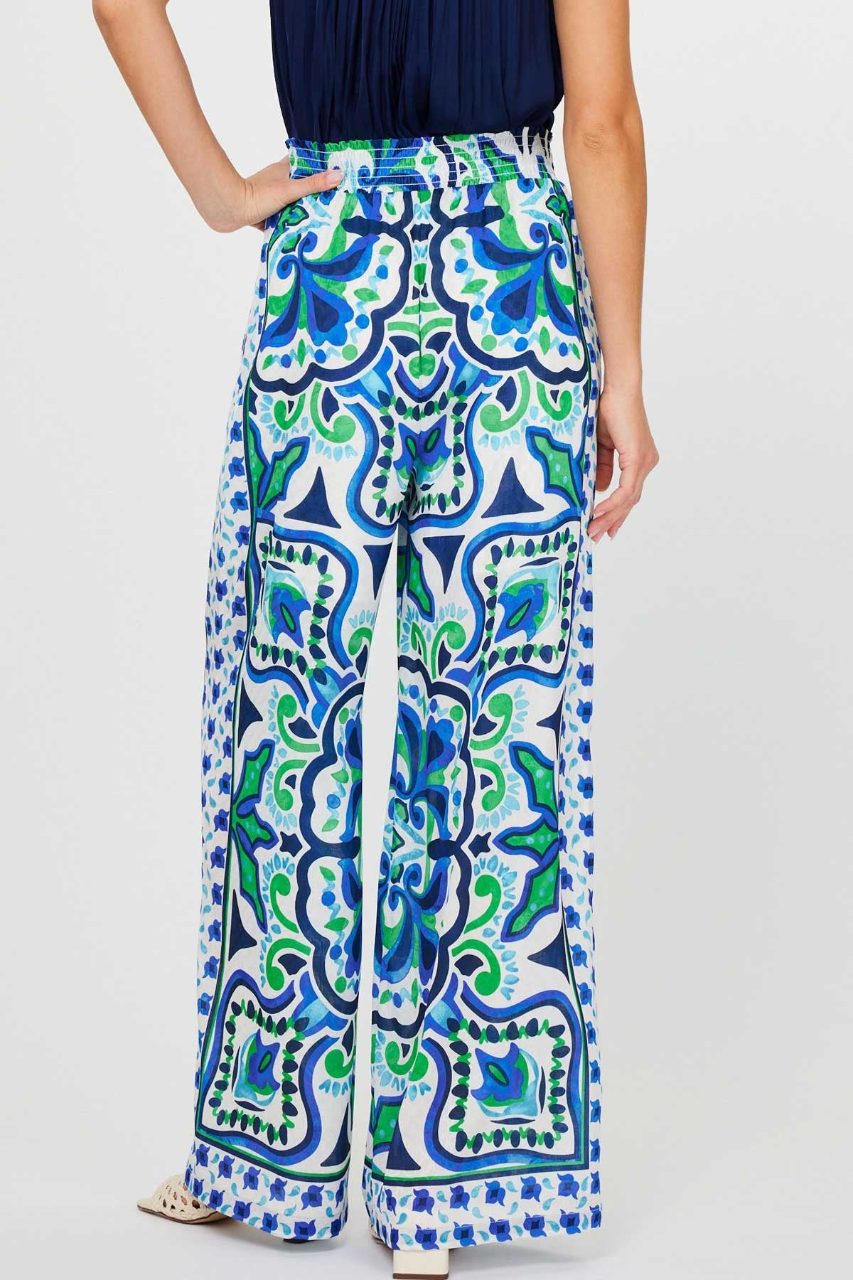 Martha Long Wide Pants With Smocked Waist