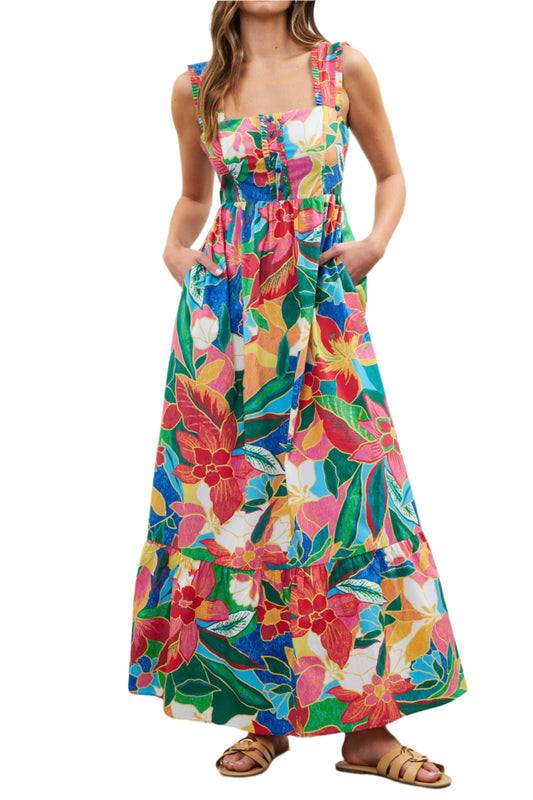 Jennifer Printed Ruffle Tiered Maxi Dress