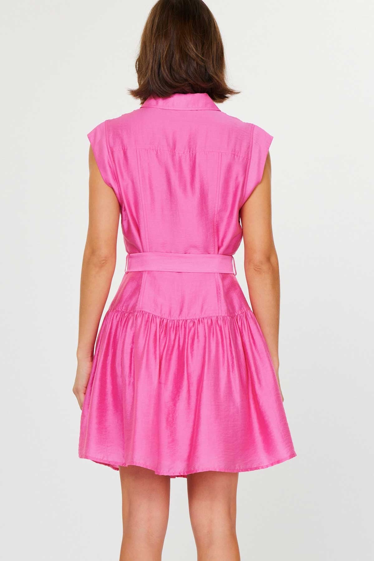Addison Cap Sleeve Collar Dress With Belt