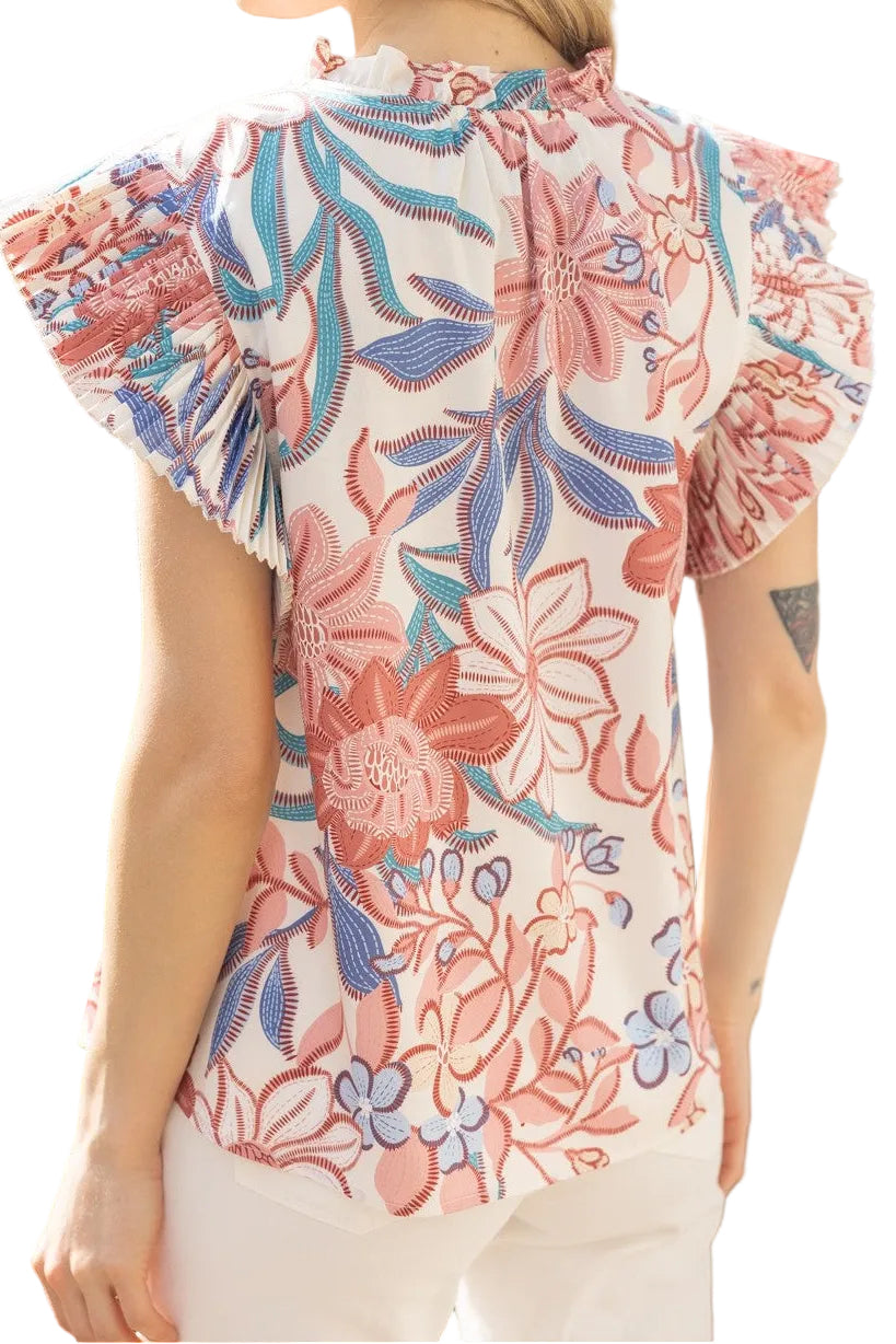 Peyton Floral Cap Sleeve Top