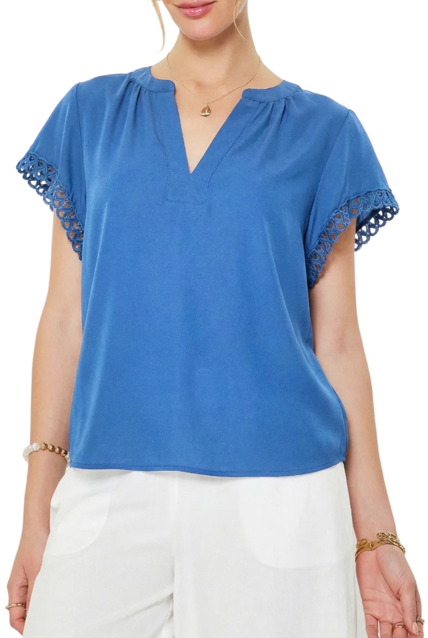 Madolyn Crochet Detail Short Sleeve Top