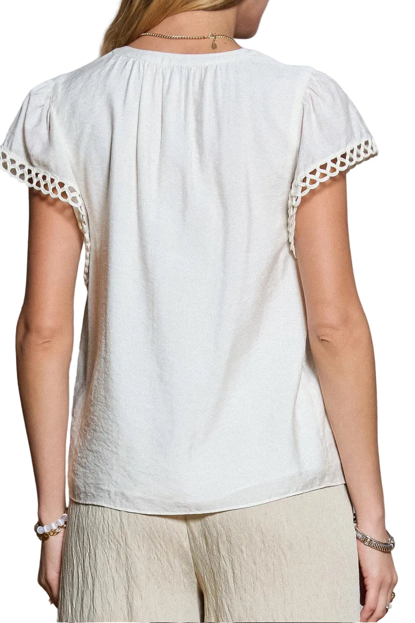 Madolyn Crochet Detail Short Sleeve Top