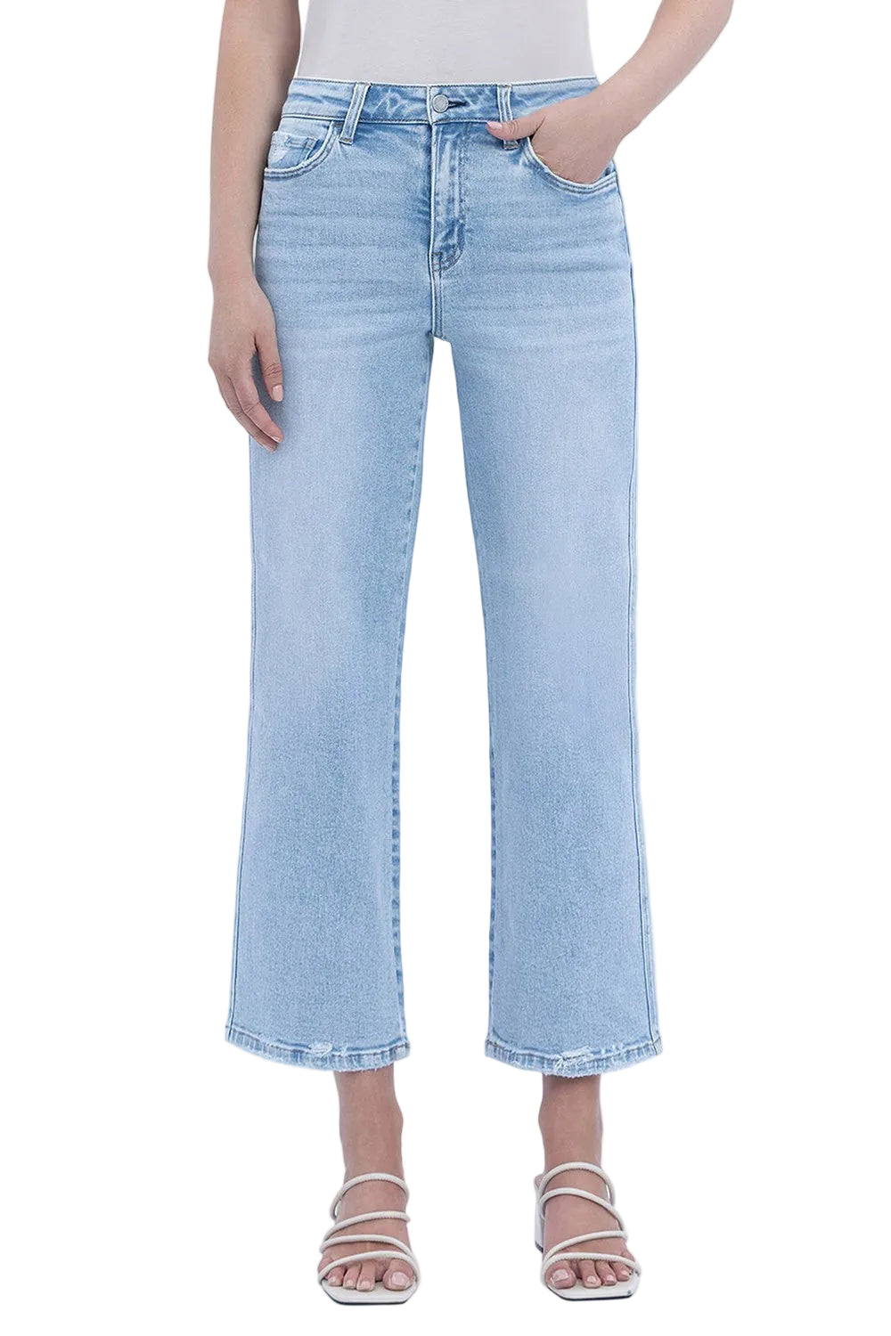 Vervet High Rise Light Wash Crop Slim Wide Jeans