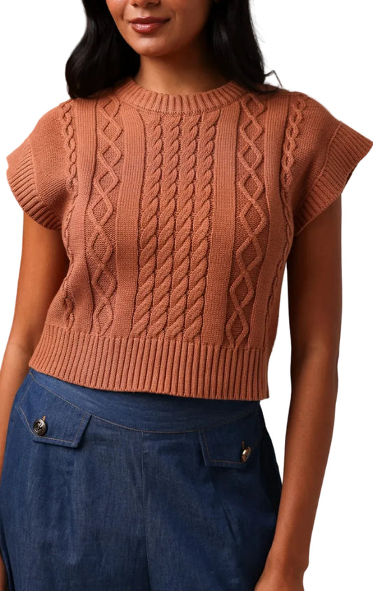 Shore Veronica Sweater Vest In Sandy Bronze