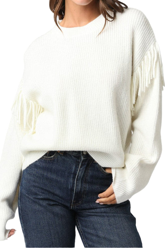 Karli Long Sleeve Fringe Sweater