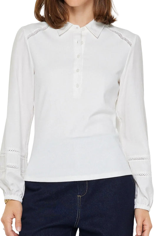 Karina Mixed Media Polo Knit Top