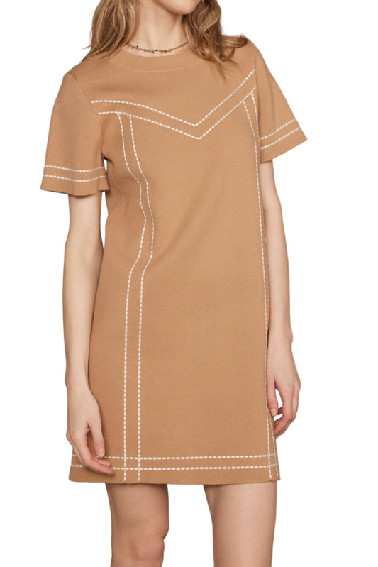 Shirley Stitch Embroidery Knit Tee Mini Dress