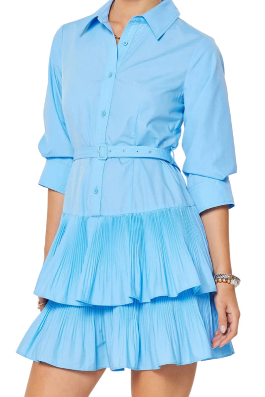 Shay Tiered Button Down Shirts Mini Dress
