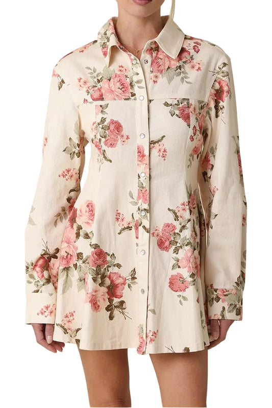 Carlee Button Up Floral Mini Dress
